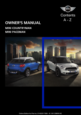 2013 Mini USA COUNTRYMAN Paceman All Trims Owners Manual